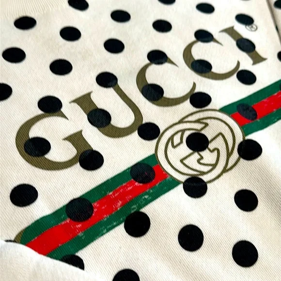 Gucci White & Black Polka Dot Print Sweatshirt - Picture 8 of 14
